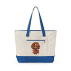 Black Nurse Magic w/Brown Afro Canvas Tote — Zippered Floral Calavera Bag