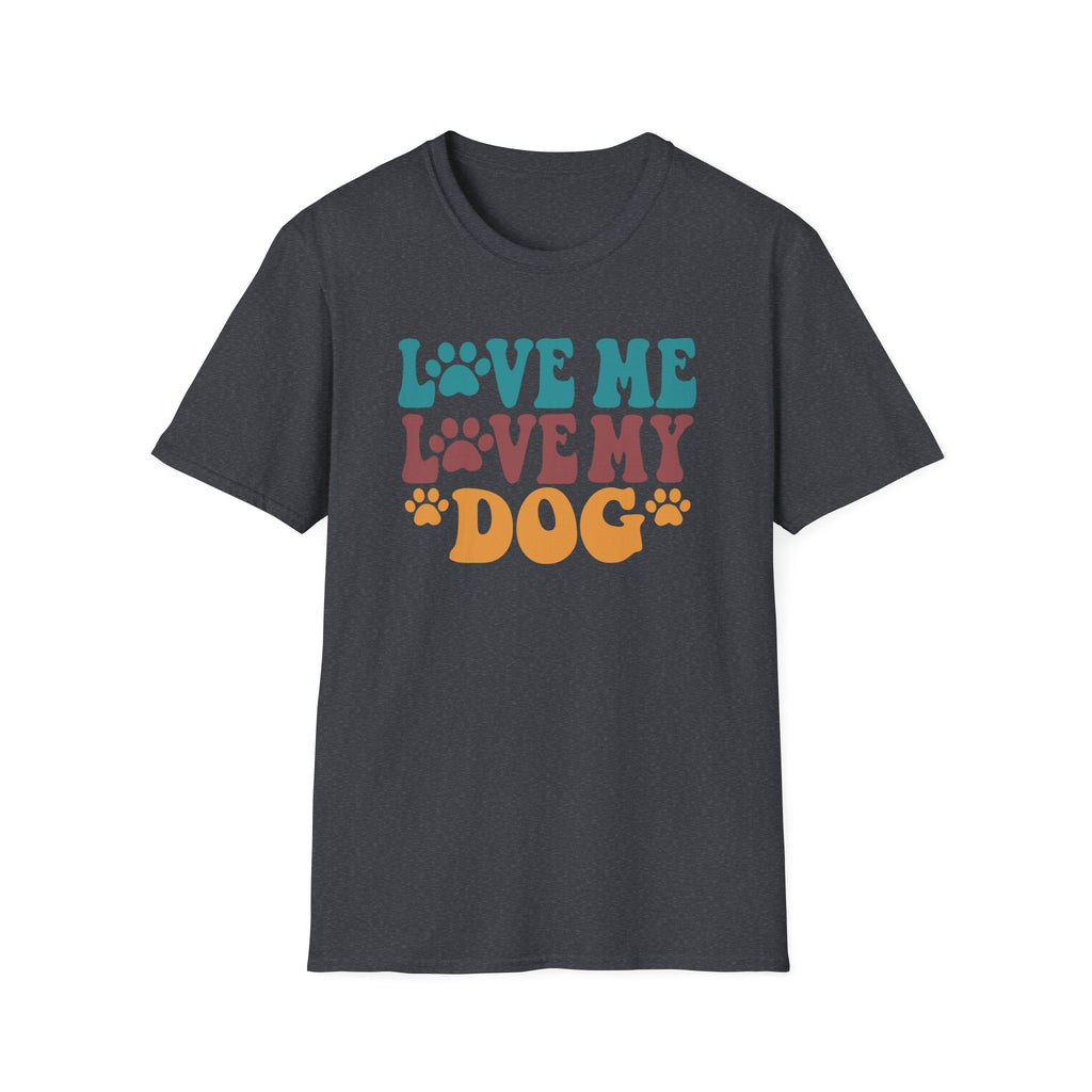 Love Me Love My Dog T-Shirt — Retro Paw Print Dog Lover Tee