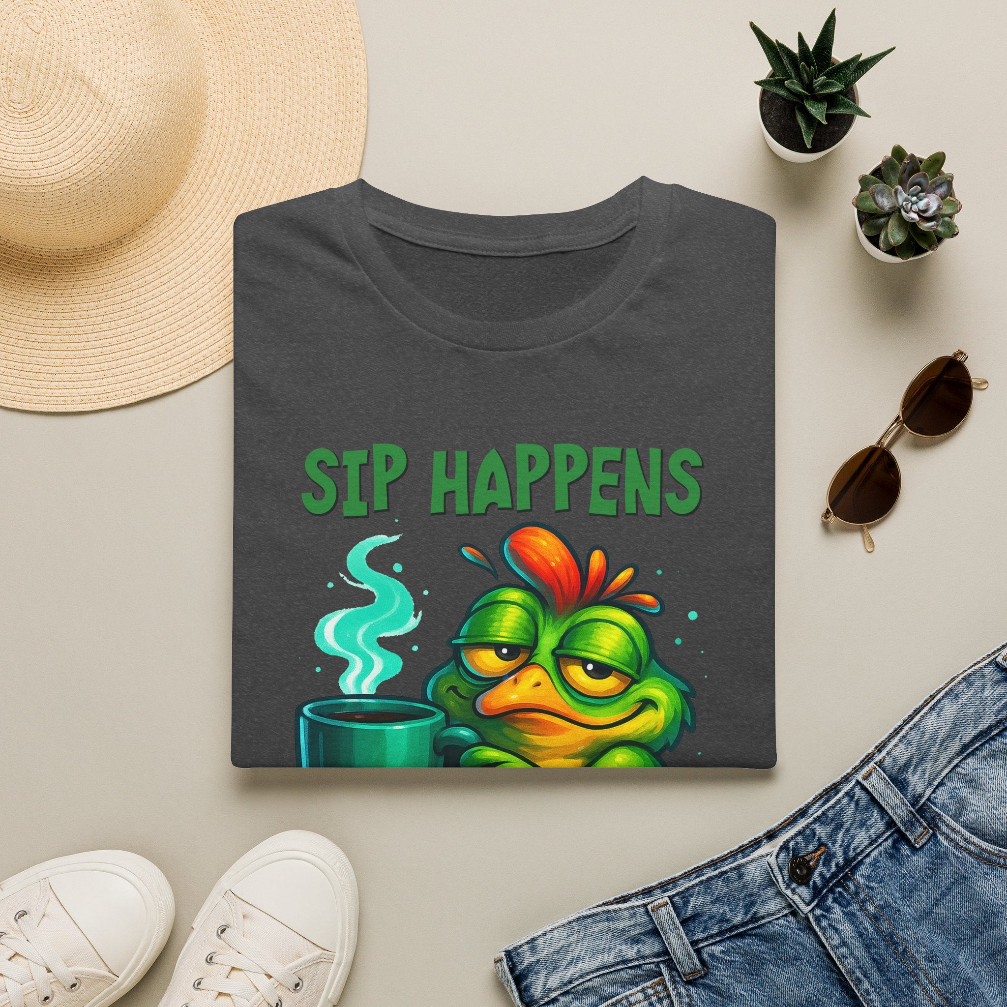 Sip Happens Frog T-Shirt — Funny Coffee Lover Tee