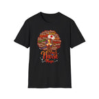 Black Nurse Magic T-Shirt — Nurse w/Brown Afro Illustration with Inspirational Words