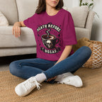 Death Before Decaf Coffee T-Shirt — Bold Skull Coffee Lover Tee
