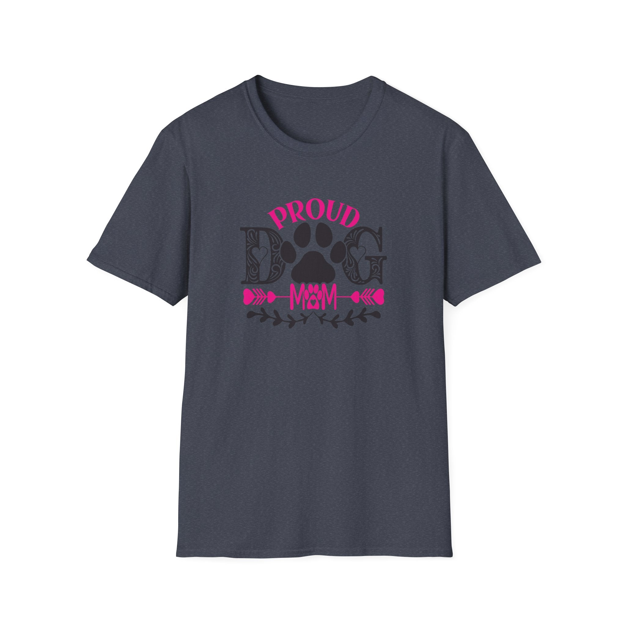 Proud Dog Mom T-Shirt – Pink Paw Graphic Tee for Dog Lovers