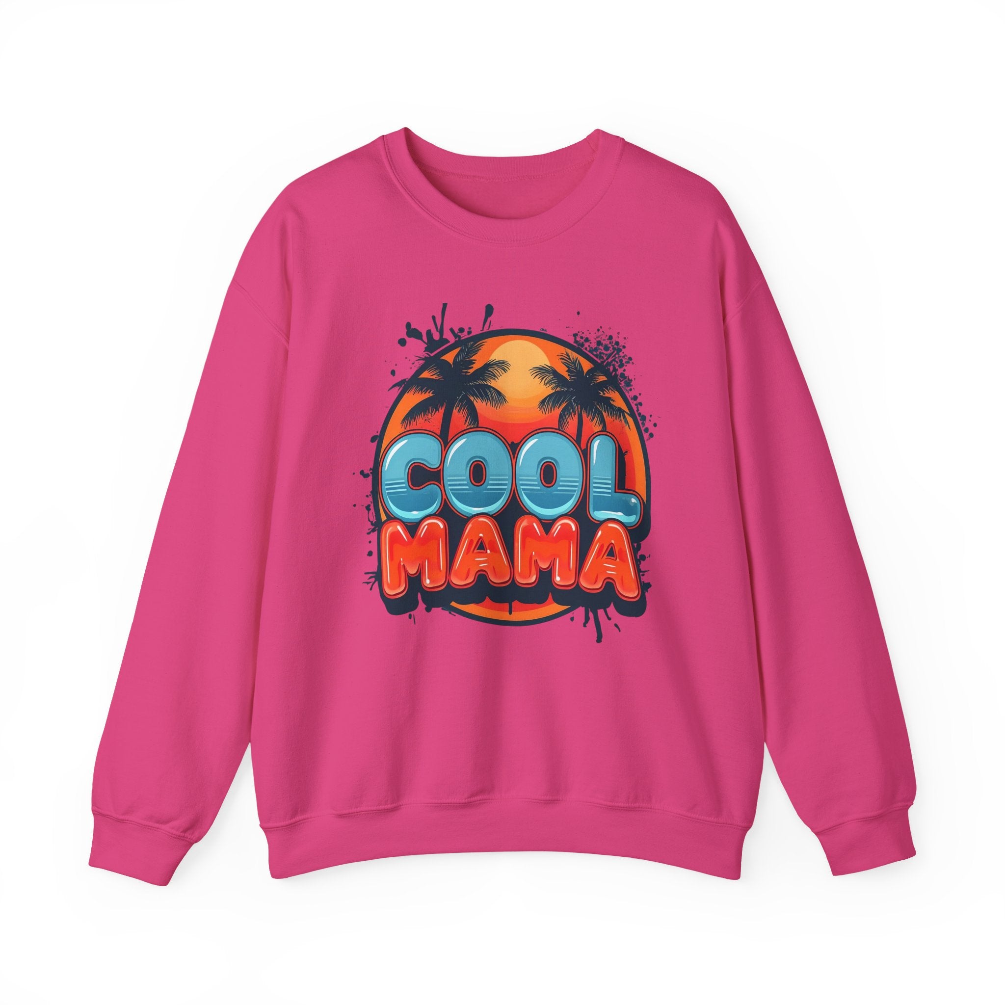Cool Mama Crewneck Sweatshirt — Retro Sunset Palm Graphic for Moms