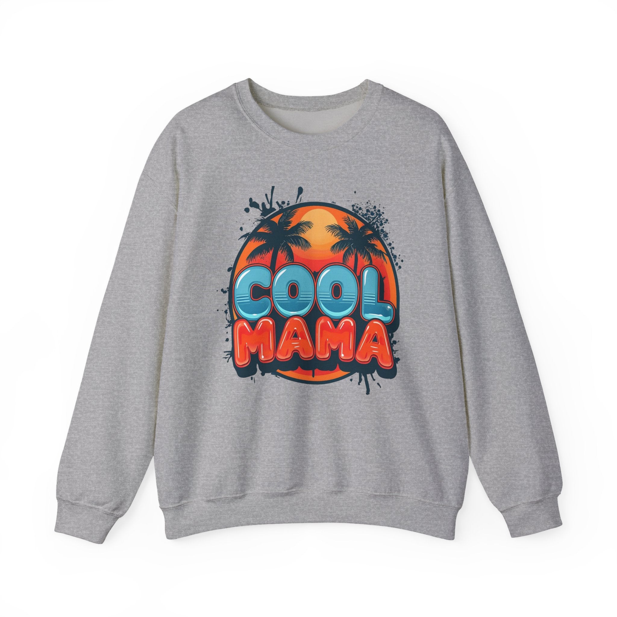 Cool Mama Crewneck Sweatshirt — Retro Sunset Palm Graphic for Moms
