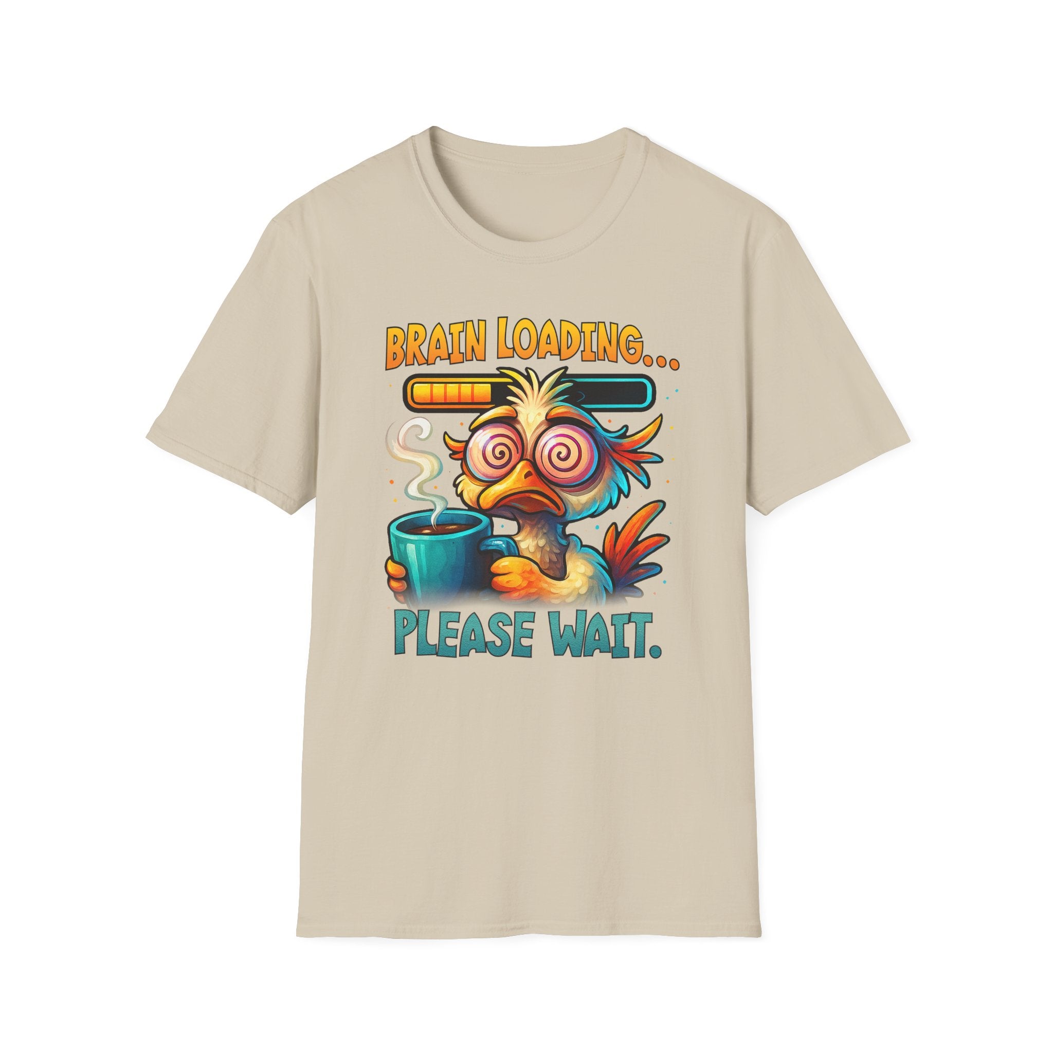 T-Shirt — ‘Brain Loading... Please Wait’ Funny Exhausted Coffee Tee