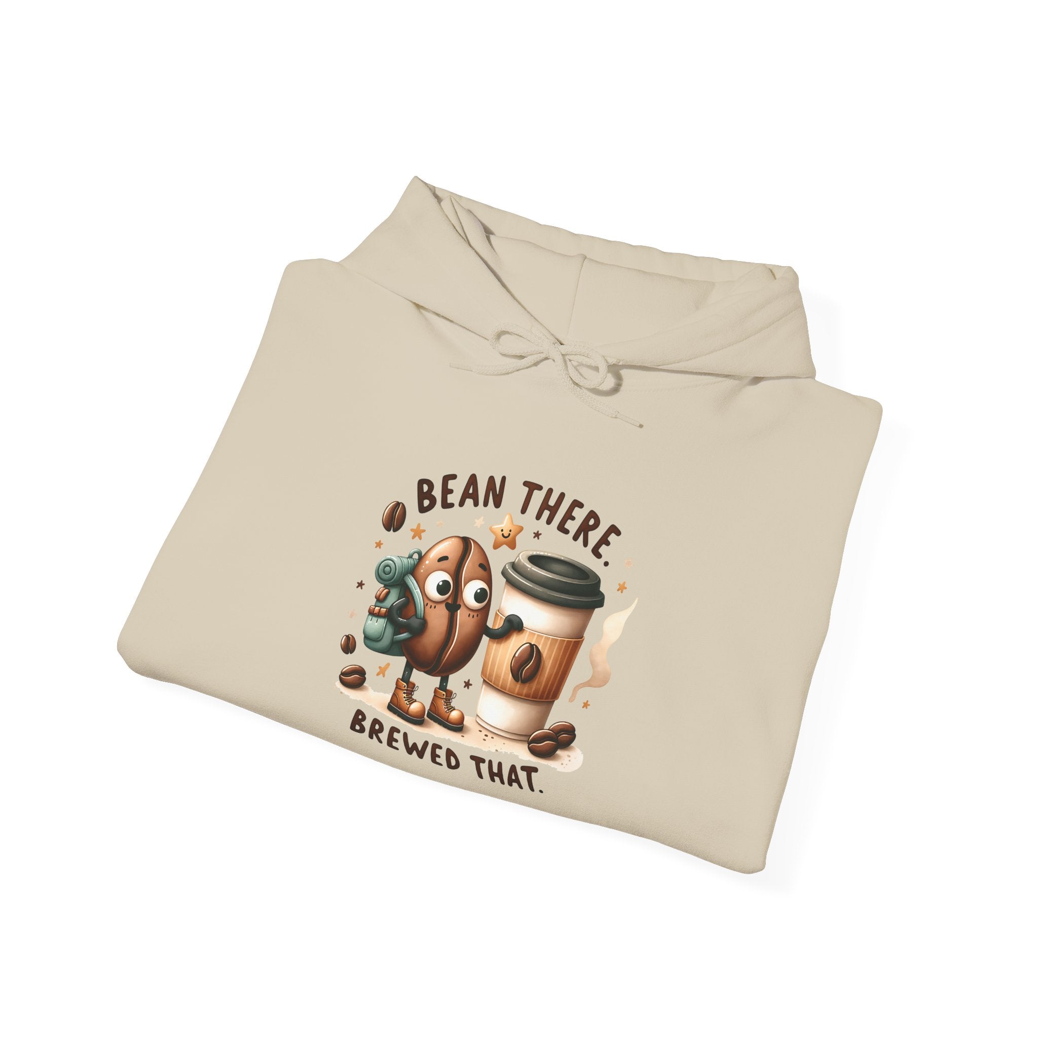 Coffee Hoodie — "Bean There, Brewed That" Cute Coffee Bean Pullover