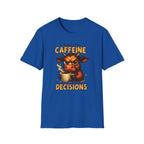 "I Run on Caffeine & Bad Decisions" Coffee Lover Tee — Caffeine Cow T-Shirt