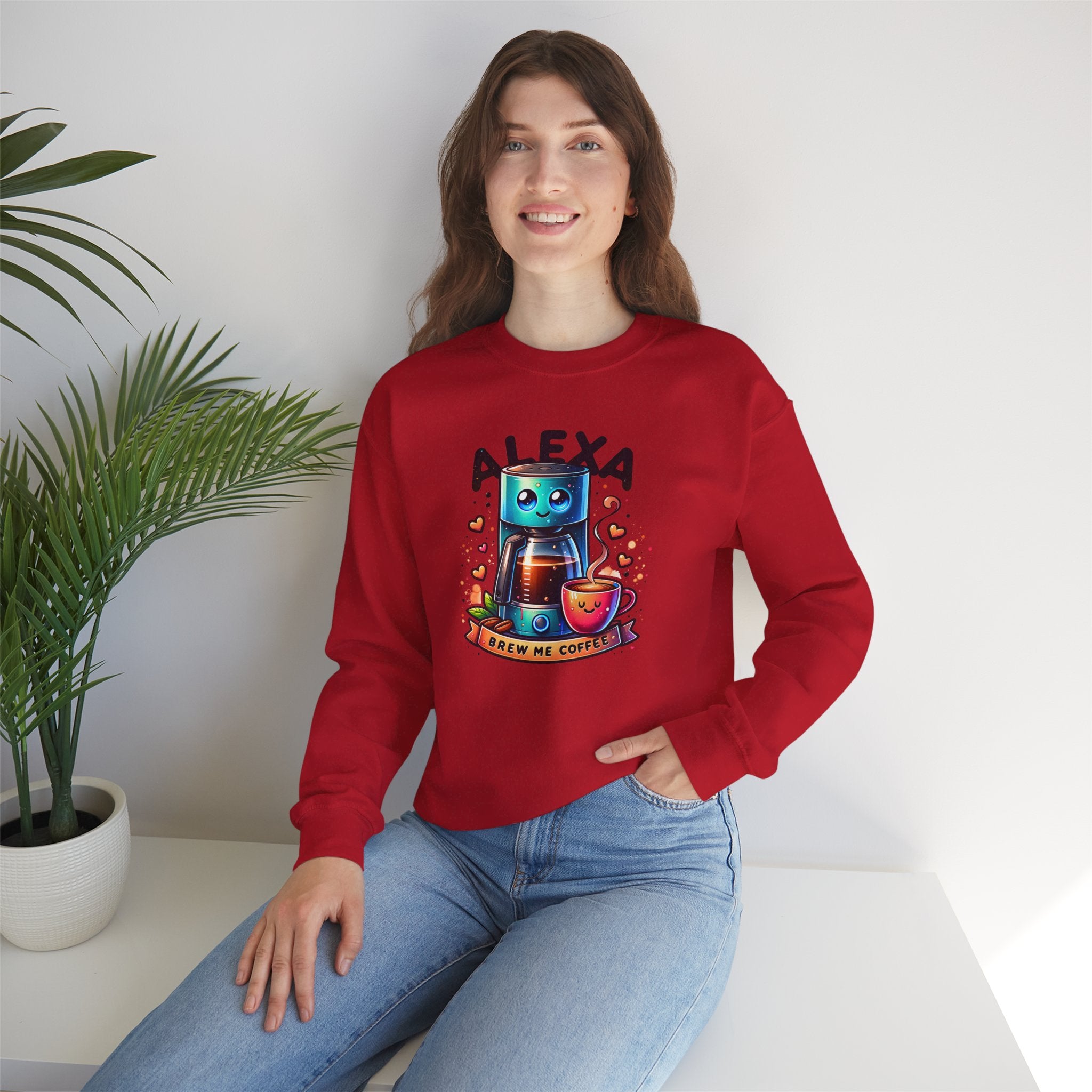 Alexa Coffee Robot Sweatshirt — 'Alexa Brew Me Coffee' Cozy Crewneck
