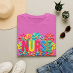 Nurse Floral Rainbow T-Shirt — Colorful Flower Tribute for Nurses