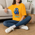 Cute Blue Bird 'Coffee First Adult' Graphic Tee — T-Shirt