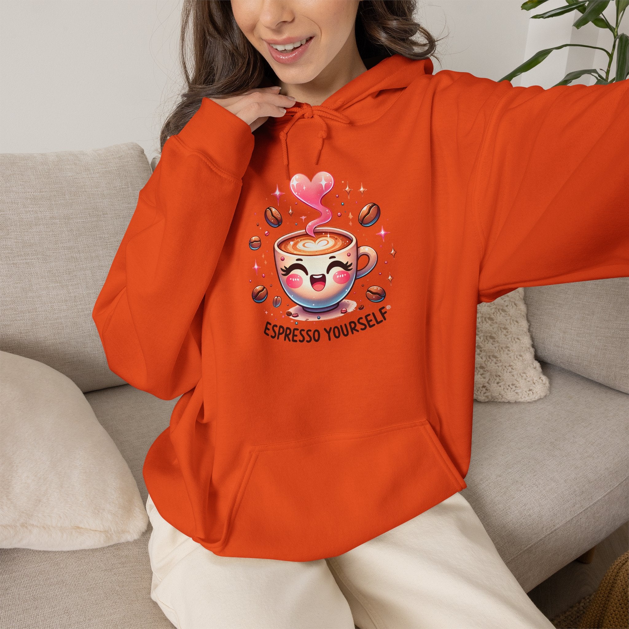 Espresso Yourself Hoodie - Cute Coffee Cup Graphic Hoodie for Coffee Lovers