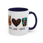Peace • Love • Coffee Accent Mug — Leopard Peace Sign Coffee Lover Gift