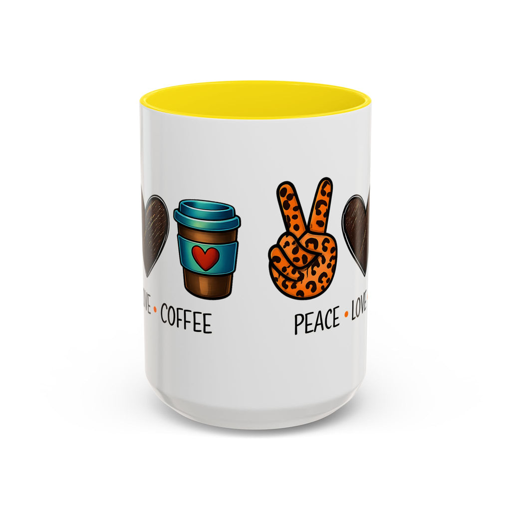 Peace • Love • Coffee Accent Mug — Leopard Peace Sign Coffee Lover Gift