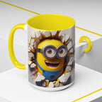 Minion "Breaking Wall" Accent Coffee Mug — Funny Cartoon Movie Character 11/15oz