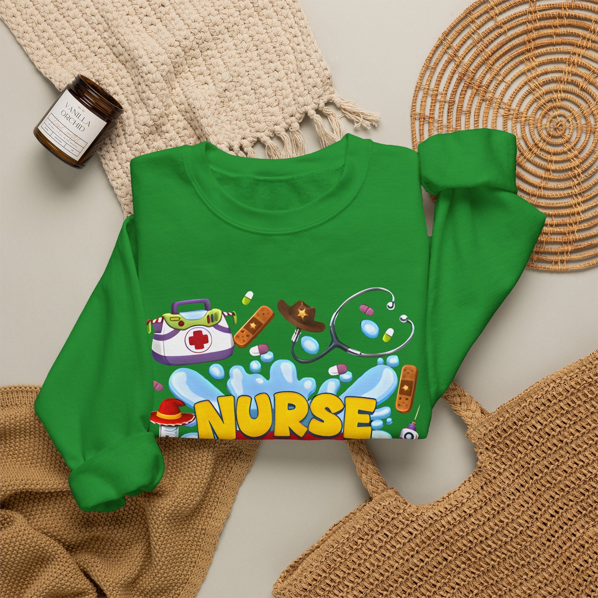 Nurse Story Sweatshirt — Cute Medical Cartoon Crewneck for Nurses