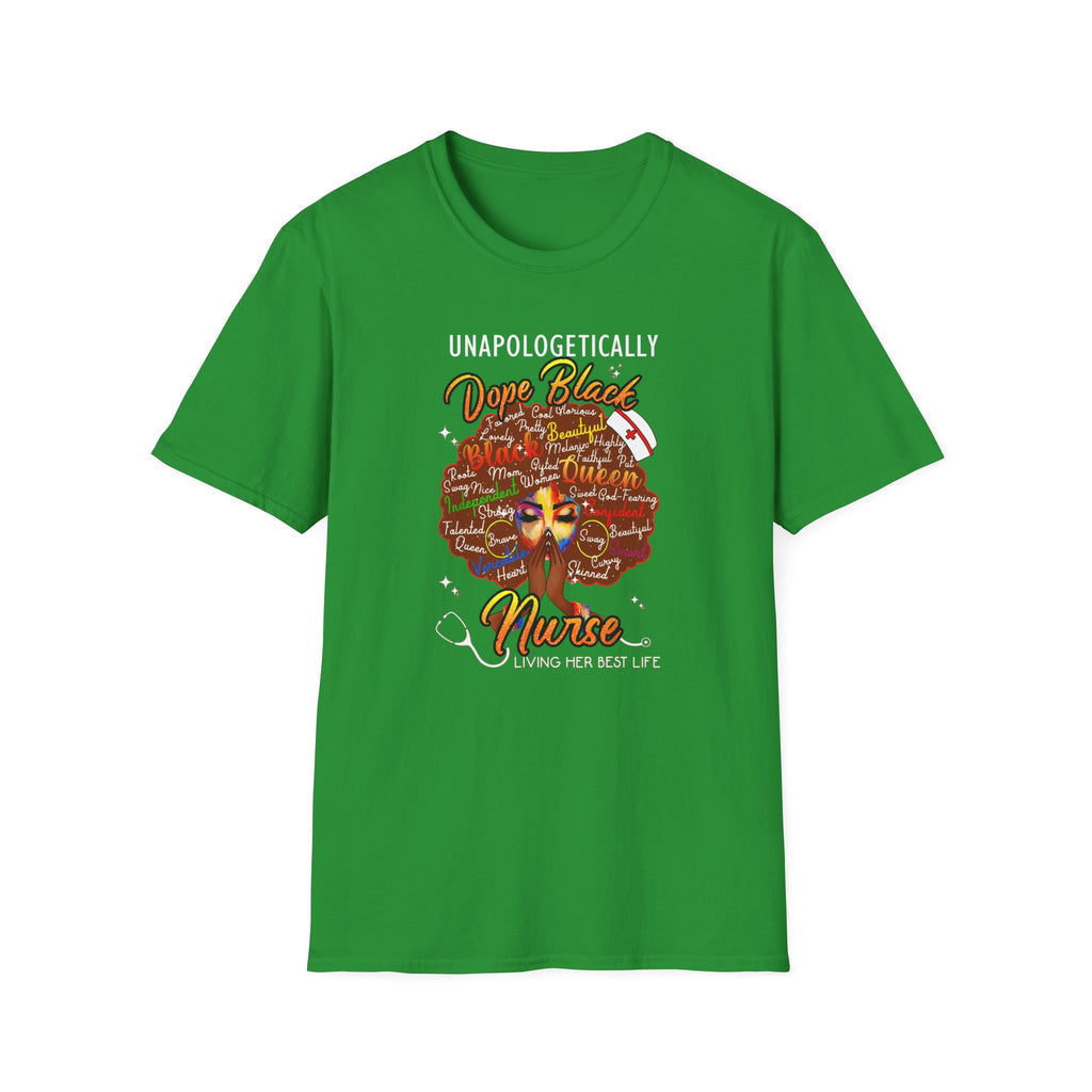“Unapologetically Dope Black Nurse” Empowerment Tee —  Brown Afro Nurse T-Shirt