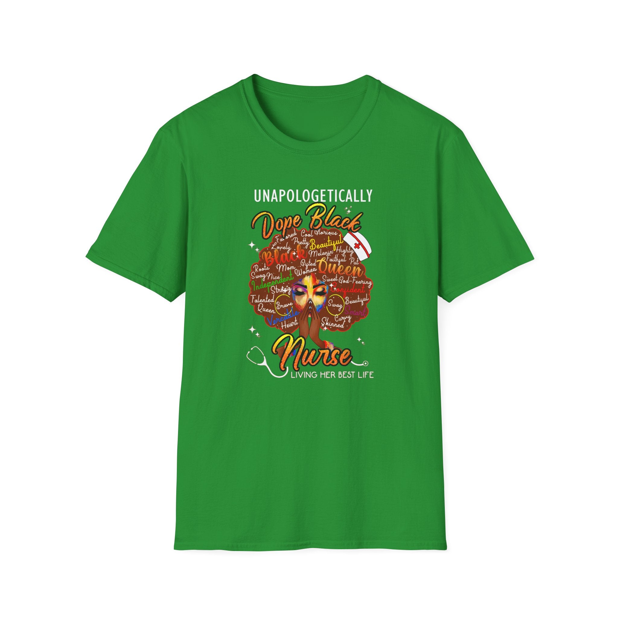 “Unapologetically Dope Black Nurse” Empowerment Tee —  Brown Afro Nurse T-Shirt