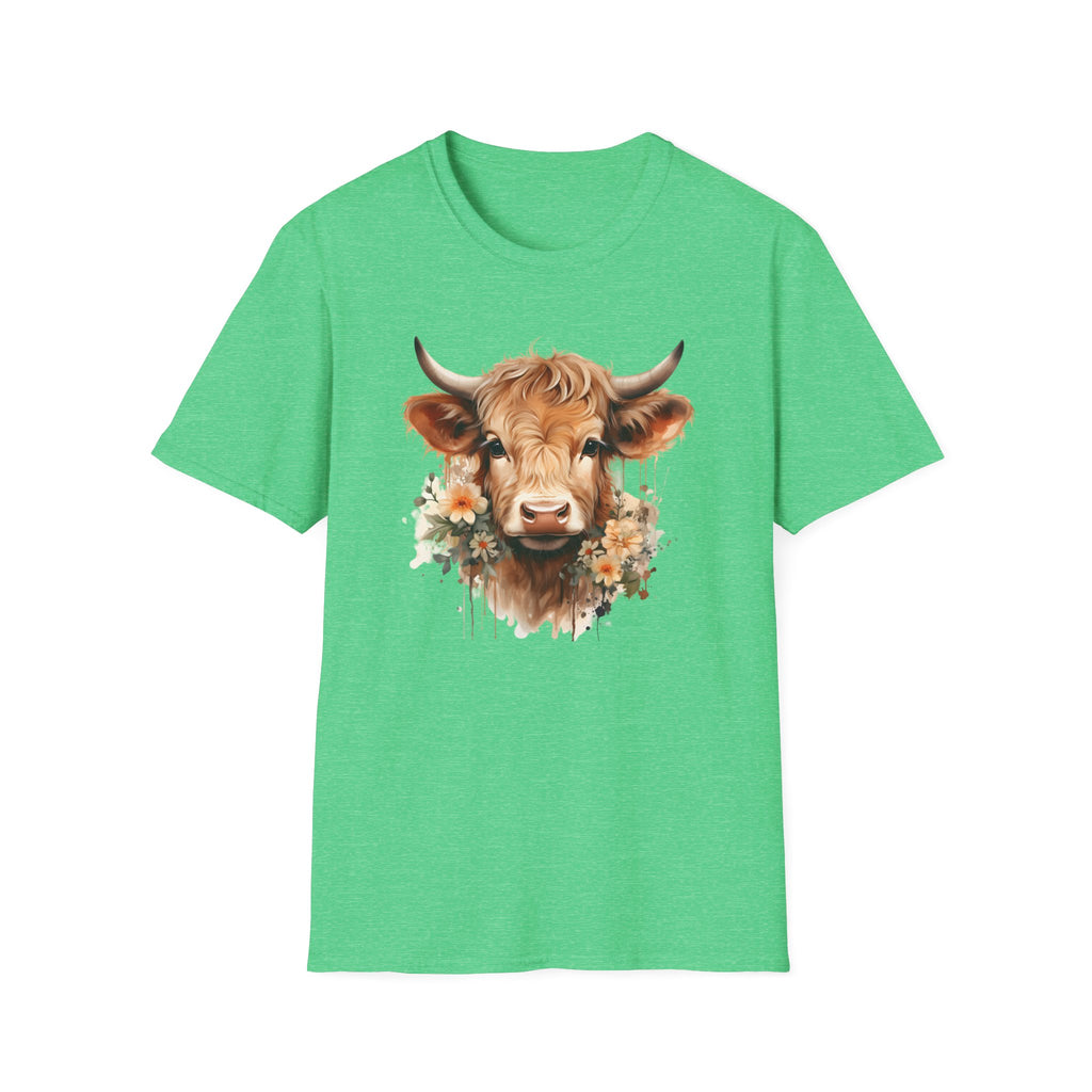 Cow Floral Tee — Cute Highland Cow Graphic T-Shirt