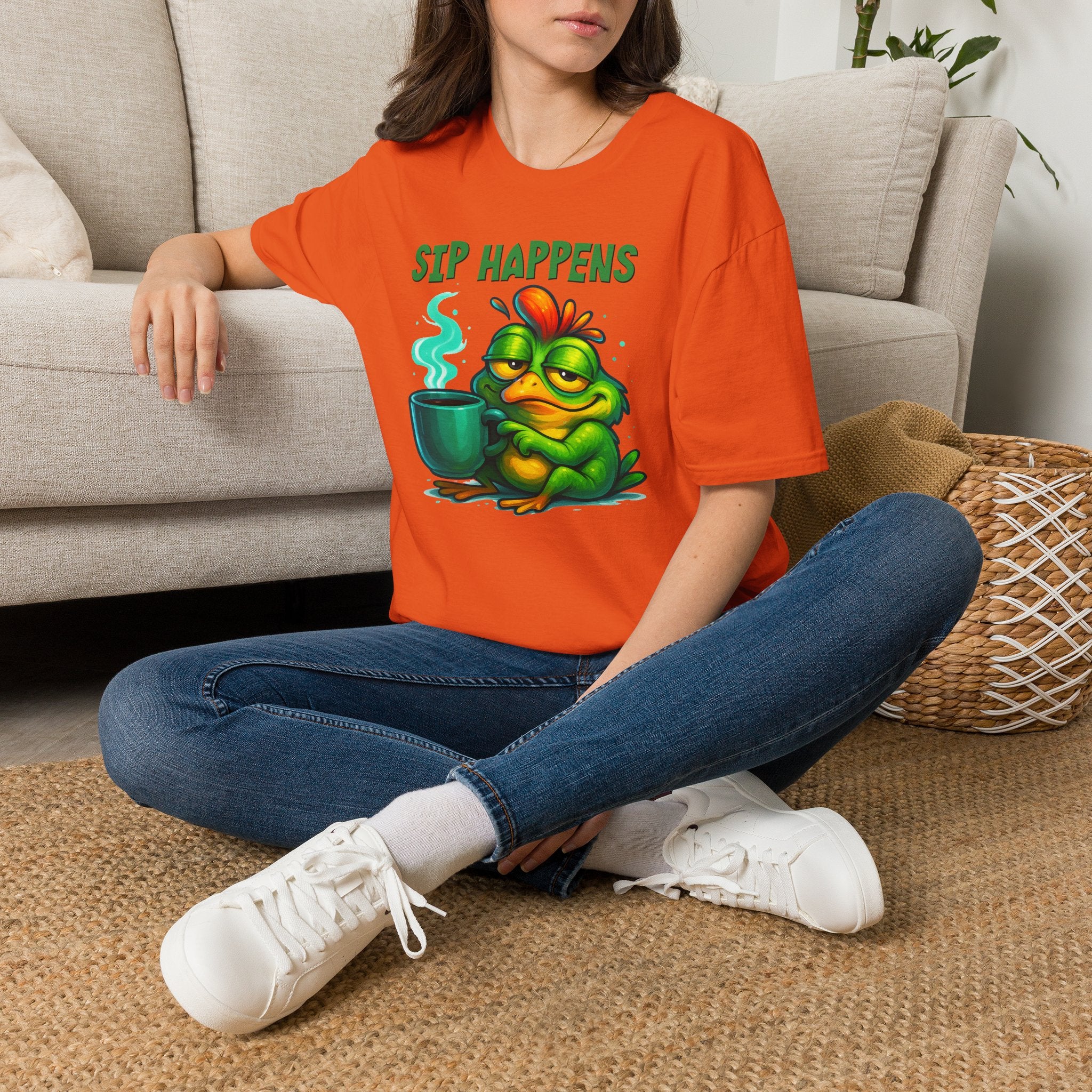 Sip Happens Frog T-Shirt — Funny Coffee Lover Tee