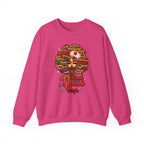 Black Nurse Magic Crewneck Sweatshirt — Brown Afro Nurse Heartbeat Design