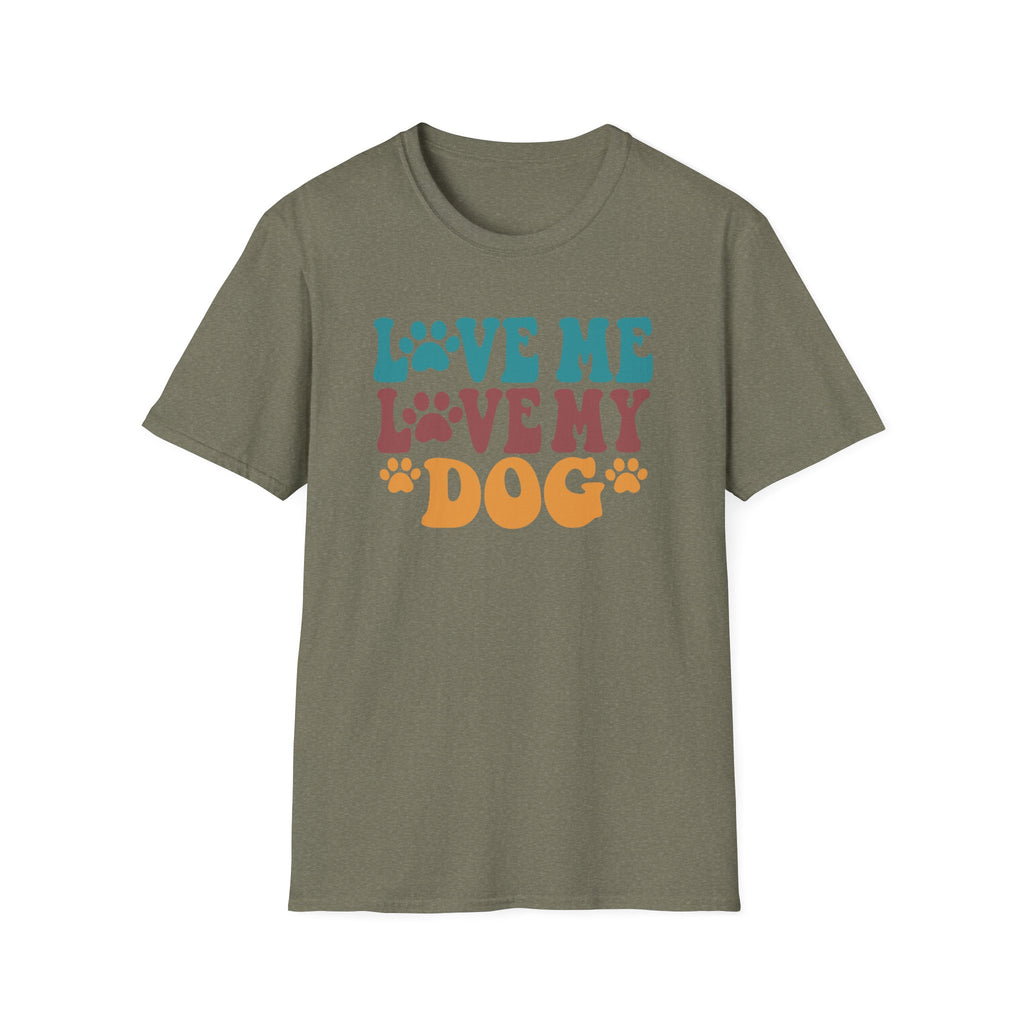 Love Me Love My Dog T-Shirt — Retro Paw Print Dog Lover Tee