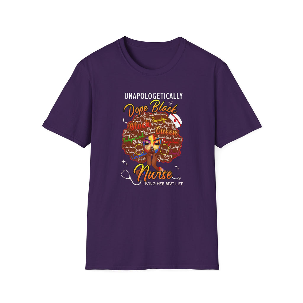 “Unapologetically Dope Black Nurse” Empowerment Tee —  Brown Afro Nurse T-Shirt