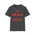 Dogs Books & Coffee T-Shirt (Red) — Dog Lover Reading & Coffee Tee