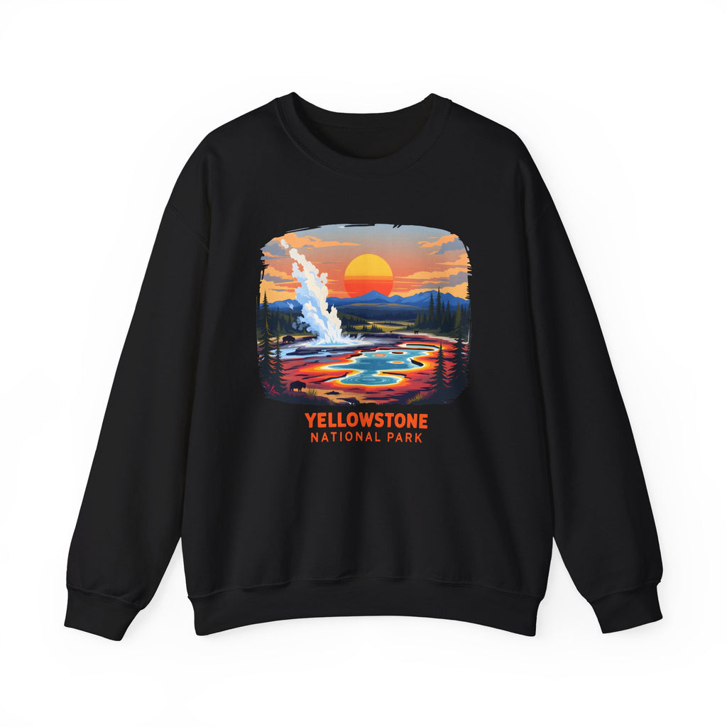 Yellowstone National Park Sunset Geyser Graphic Sweatshirt