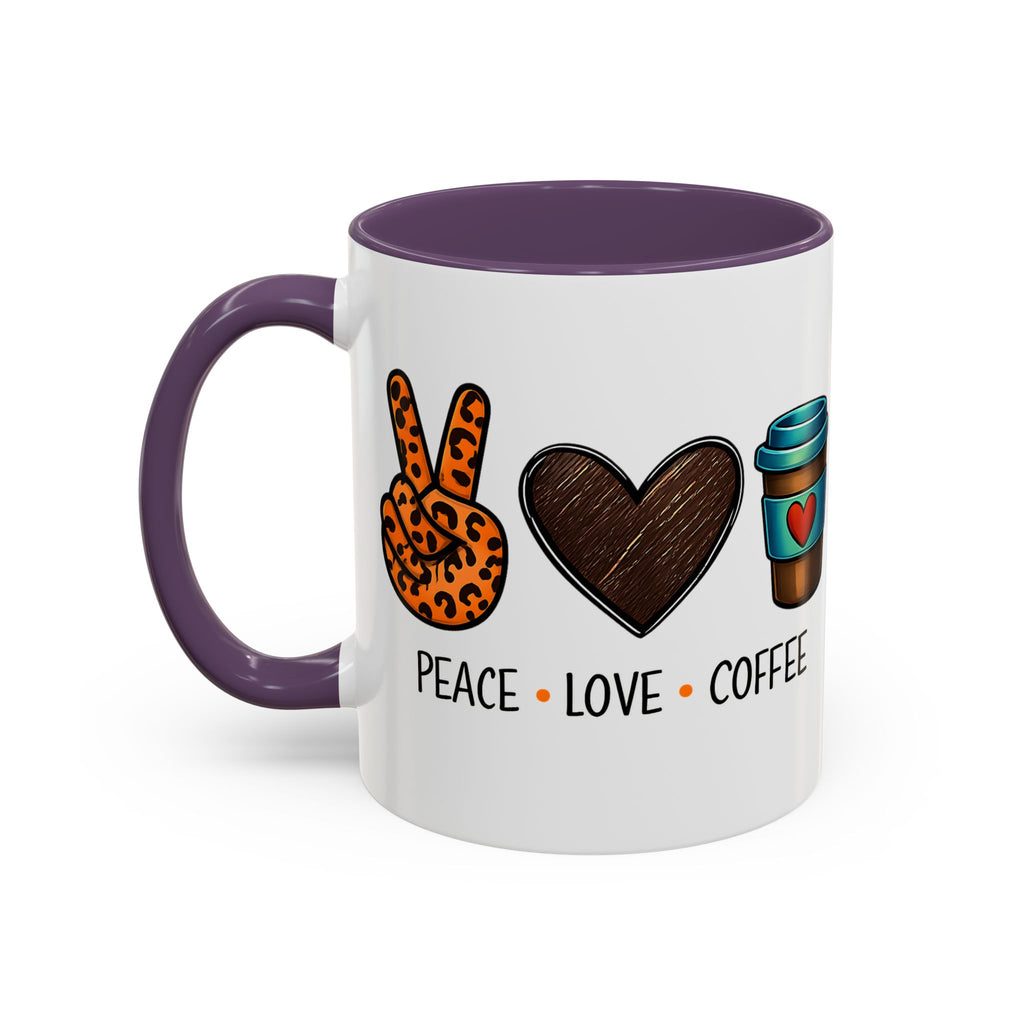 Peace • Love • Coffee Accent Mug — Leopard Peace Sign Coffee Lover Gift