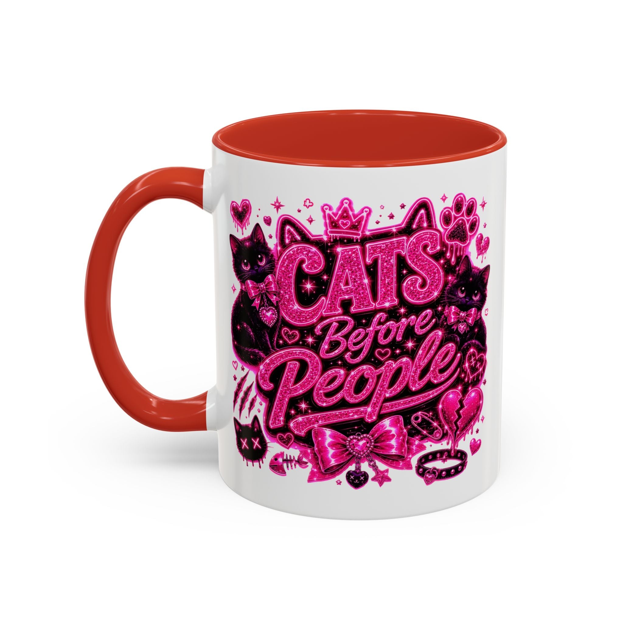 Cats Before People Coffee Mug — Pink Cat Lover Gift (11/15oz)