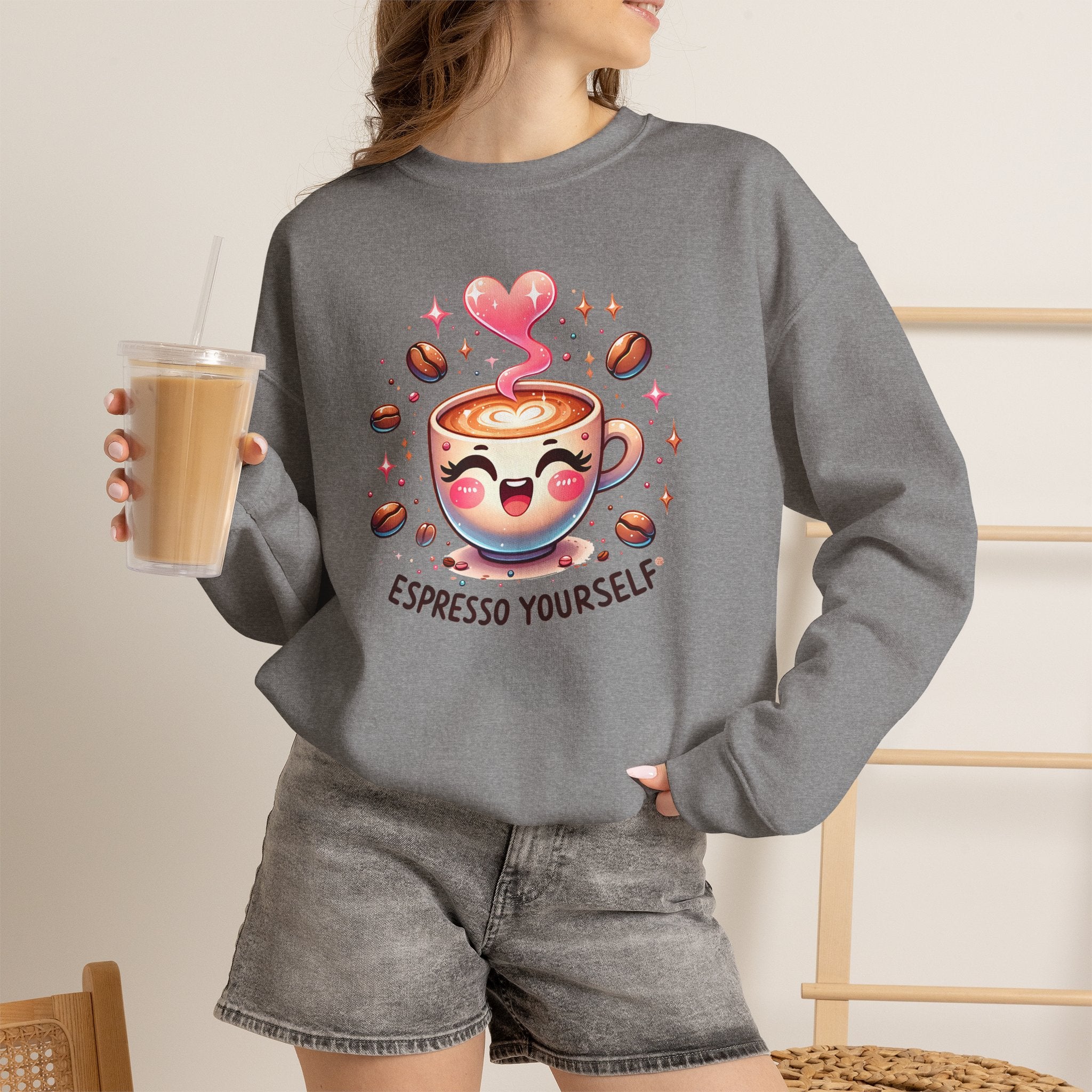 Espresso Yourself Cute Coffee Crewneck Sweatshirt