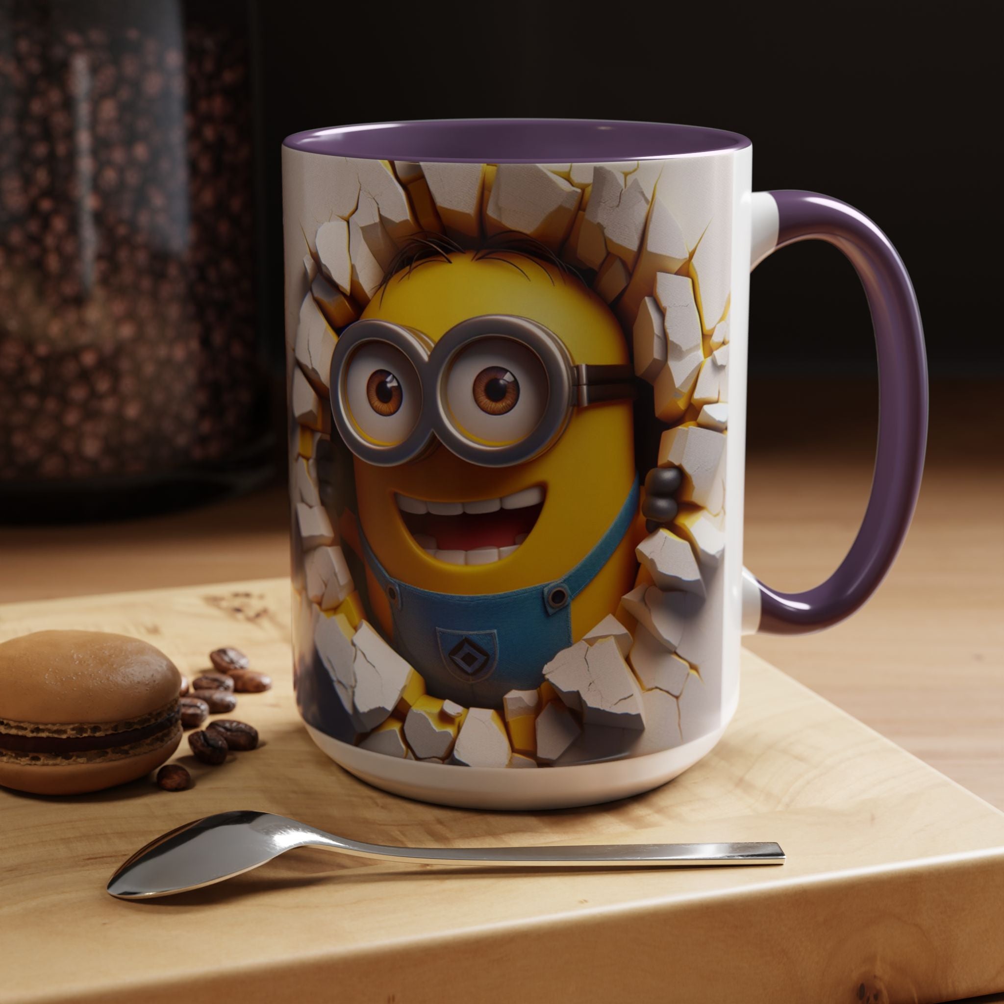 Minion "Breaking Wall" Accent Coffee Mug — Funny Cartoon Movie Character 11/15oz
