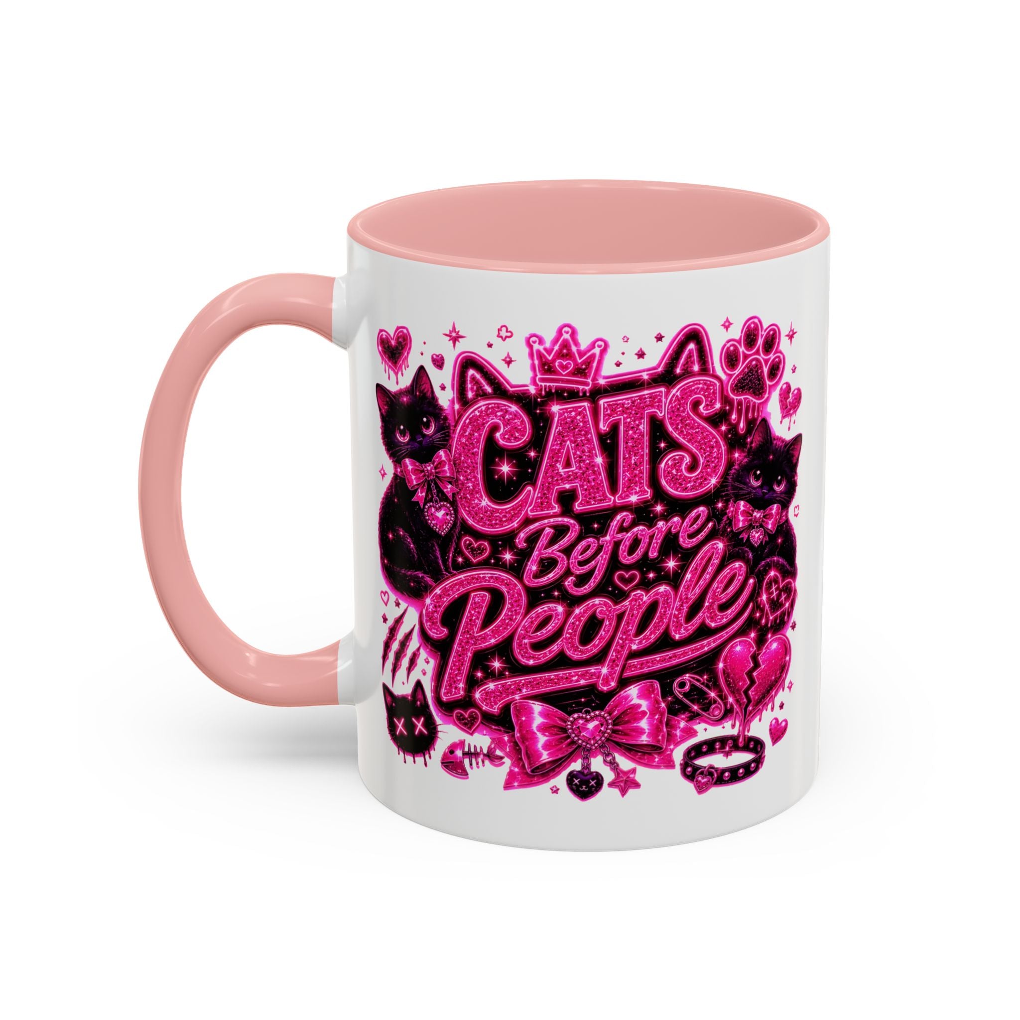 Cats Before People Coffee Mug — Pink Cat Lover Gift (11/15oz)