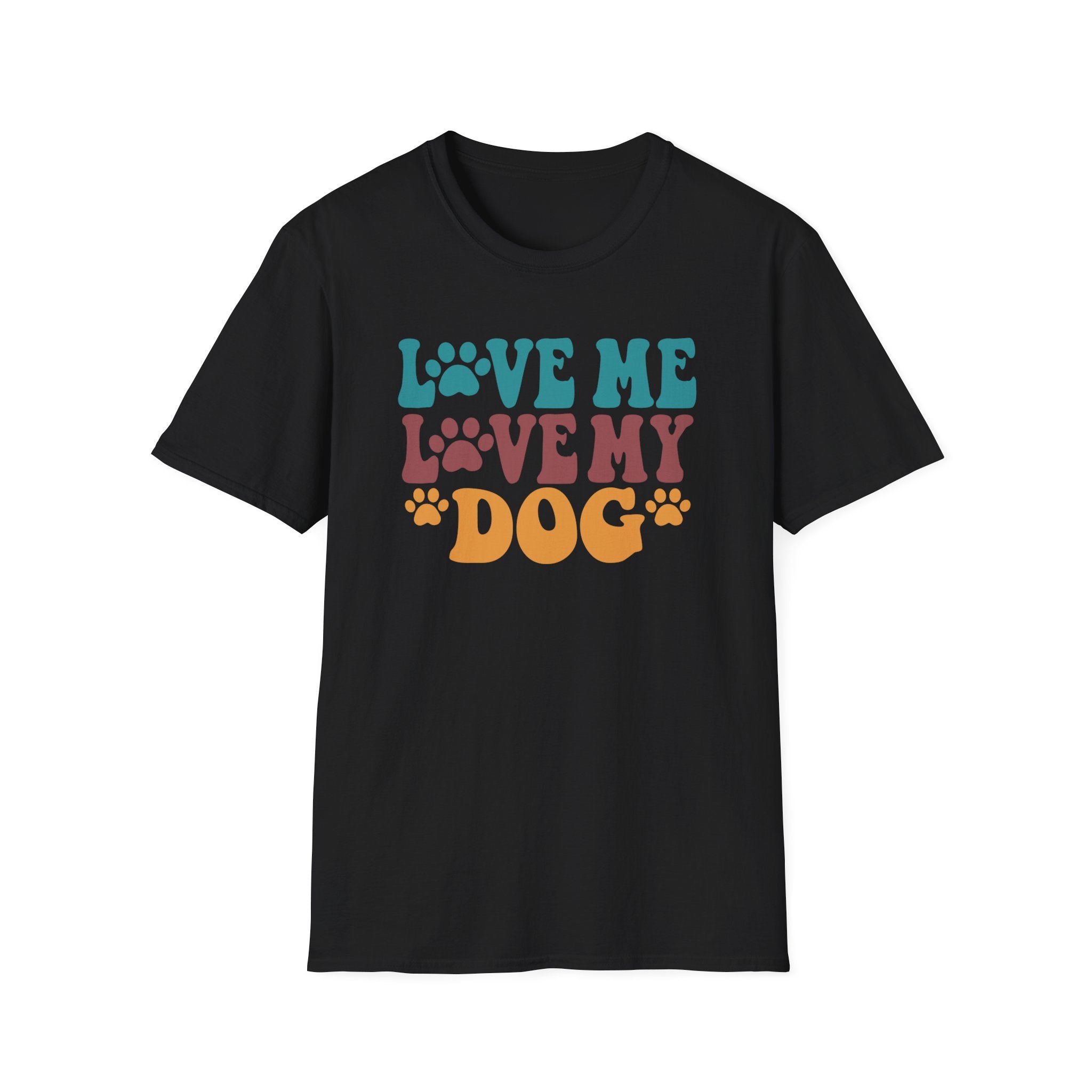 Love Me Love My Dog T-Shirt — Retro Paw Print Dog Lover Tee