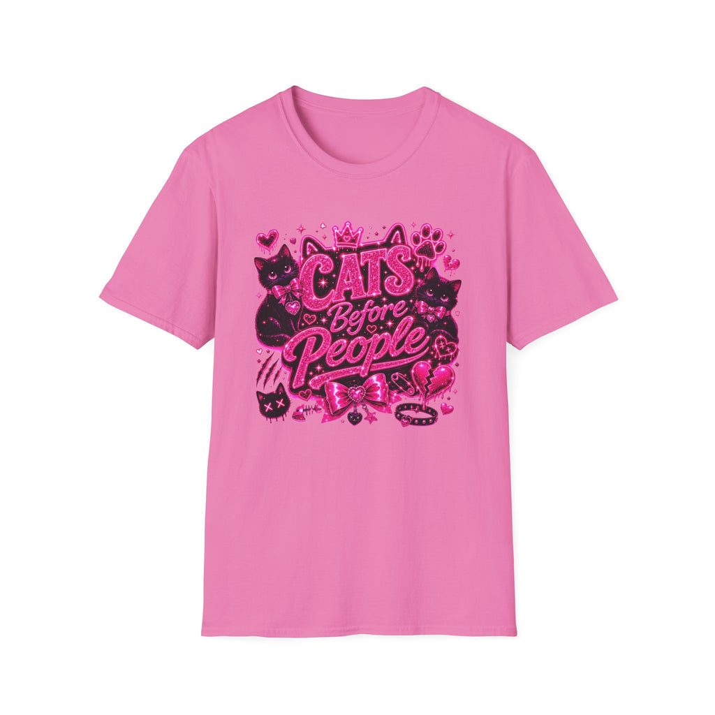 Cats Before People T-Shirt – Cute Pink Cat Graphic Tee