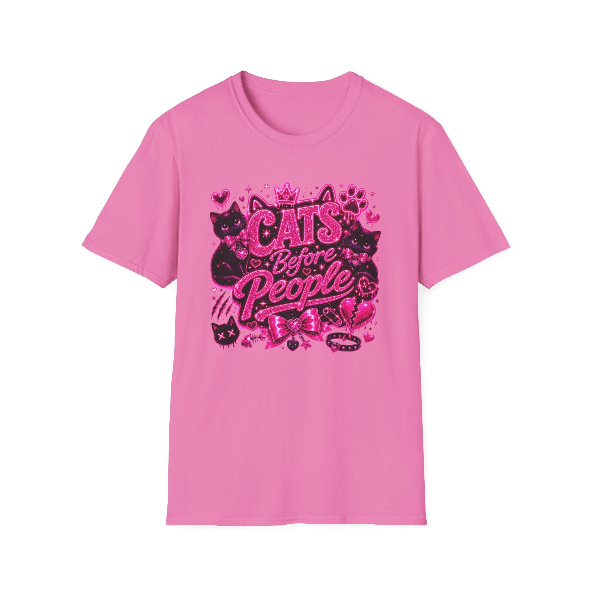 Cats Before People T-Shirt – Cute Pink Cat Graphic Tee
