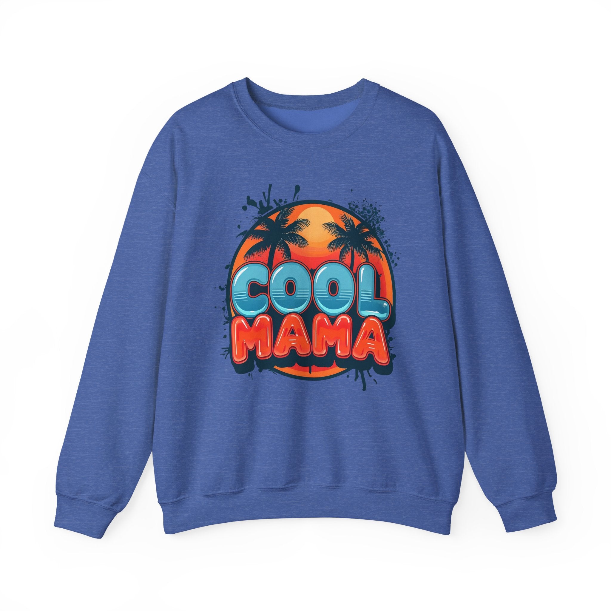 Cool Mama Crewneck Sweatshirt — Retro Sunset Palm Graphic for Moms