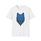 Blue Wolf Head T-Shirt – Stylized Tribal Wolf Graphic Tee