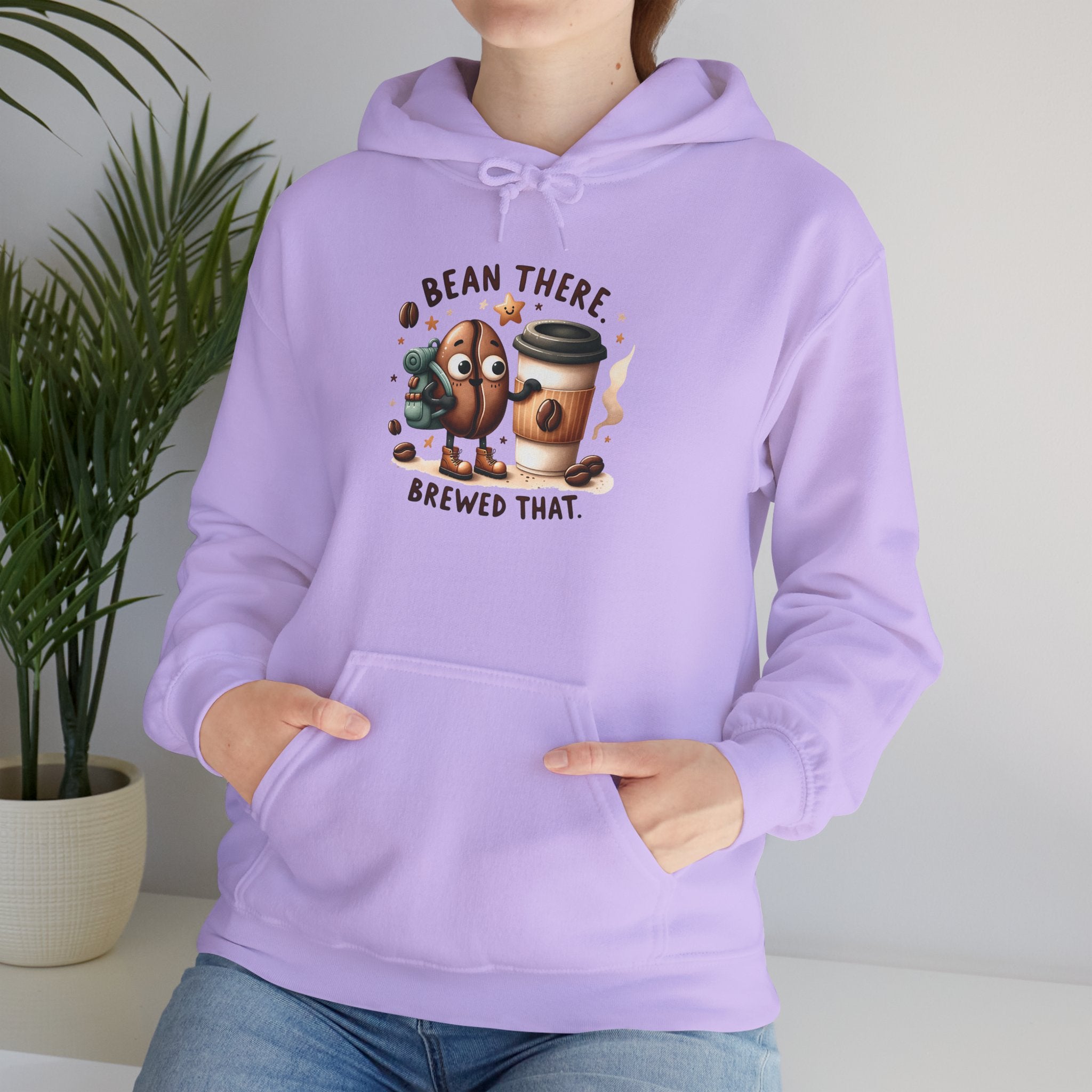 Coffee Hoodie — "Bean There, Brewed That" Cute Coffee Bean Pullover