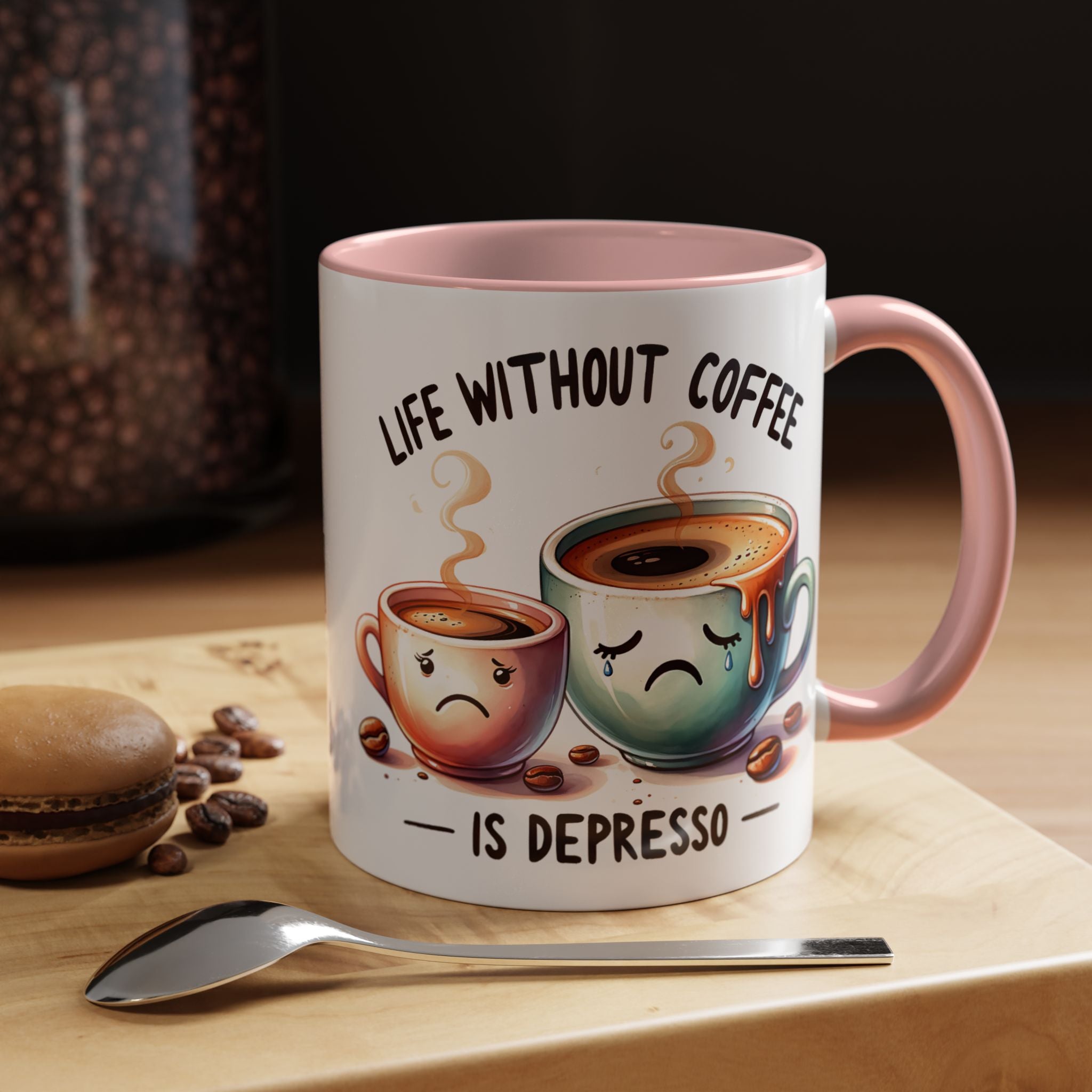 "Life Without Coffee Is Depresso" Accent Ceramic Mug (11/15oz) — Coffee Mug