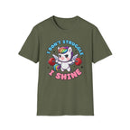 I Don’t Struggle I Shine Unicorn T-Shirt — Cute Rainbow Weightlifting Motivational Tee