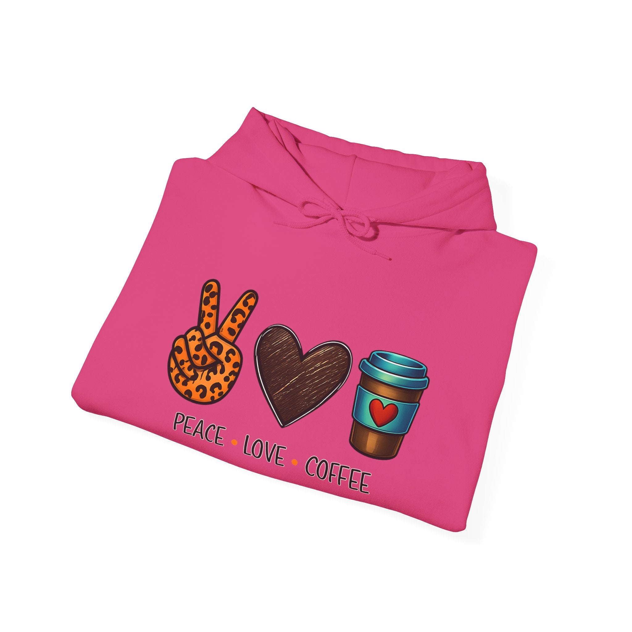 Peace • Love • Coffee Hoodie — Leopard Peace Sign & Coffee Cup Graphic Sweatshirt