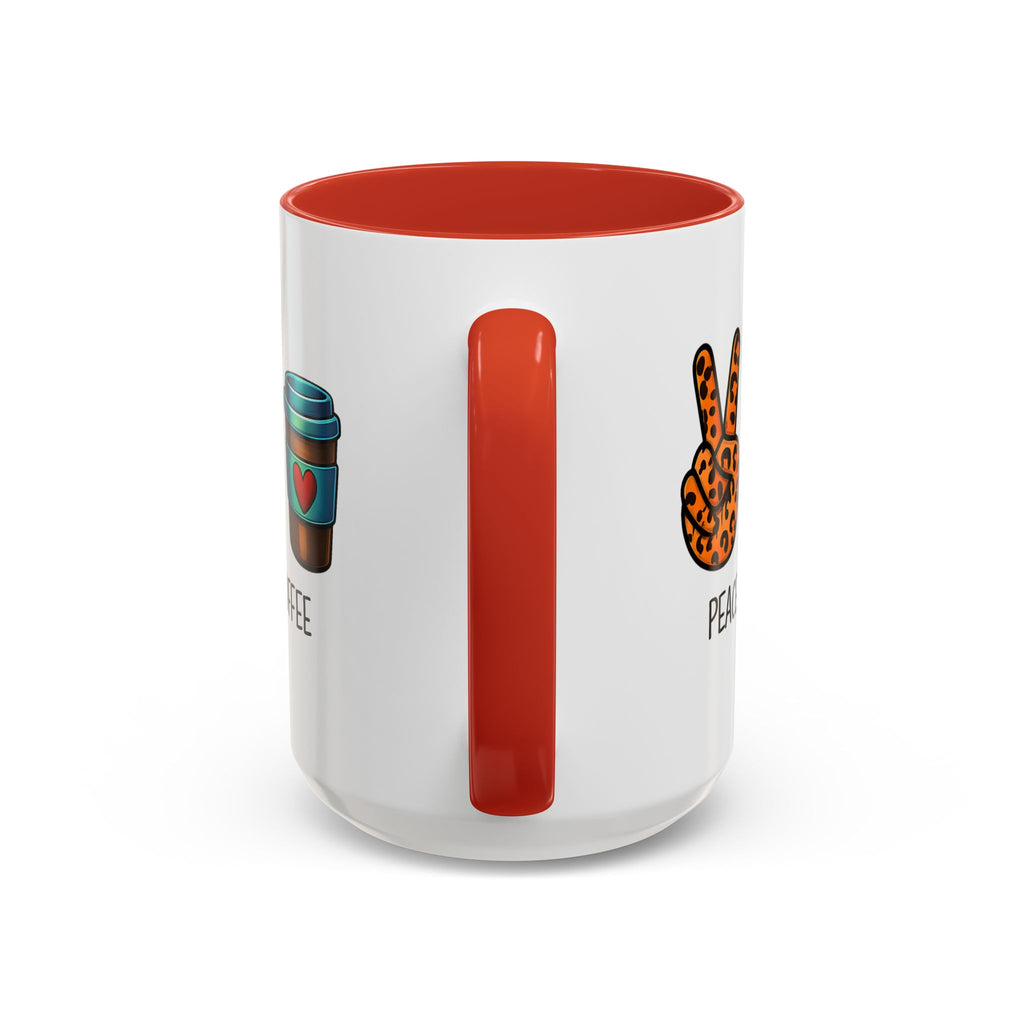 Peace • Love • Coffee Accent Mug — Leopard Peace Sign Coffee Lover Gift