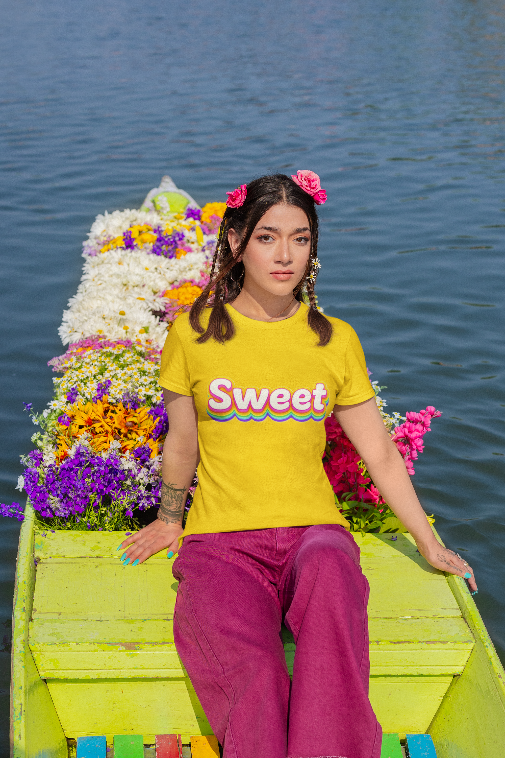 Sweet Rainbow T-Shirt — Retro Colorful Graphic Tee