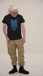 Blue Wolf Head T-Shirt – Stylized Tribal Wolf Graphic Tee