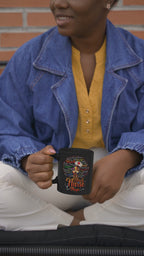 Black Nurse Magic Mug w/Black Afro — 11oz/15oz Black Ceramic Coffee Cup