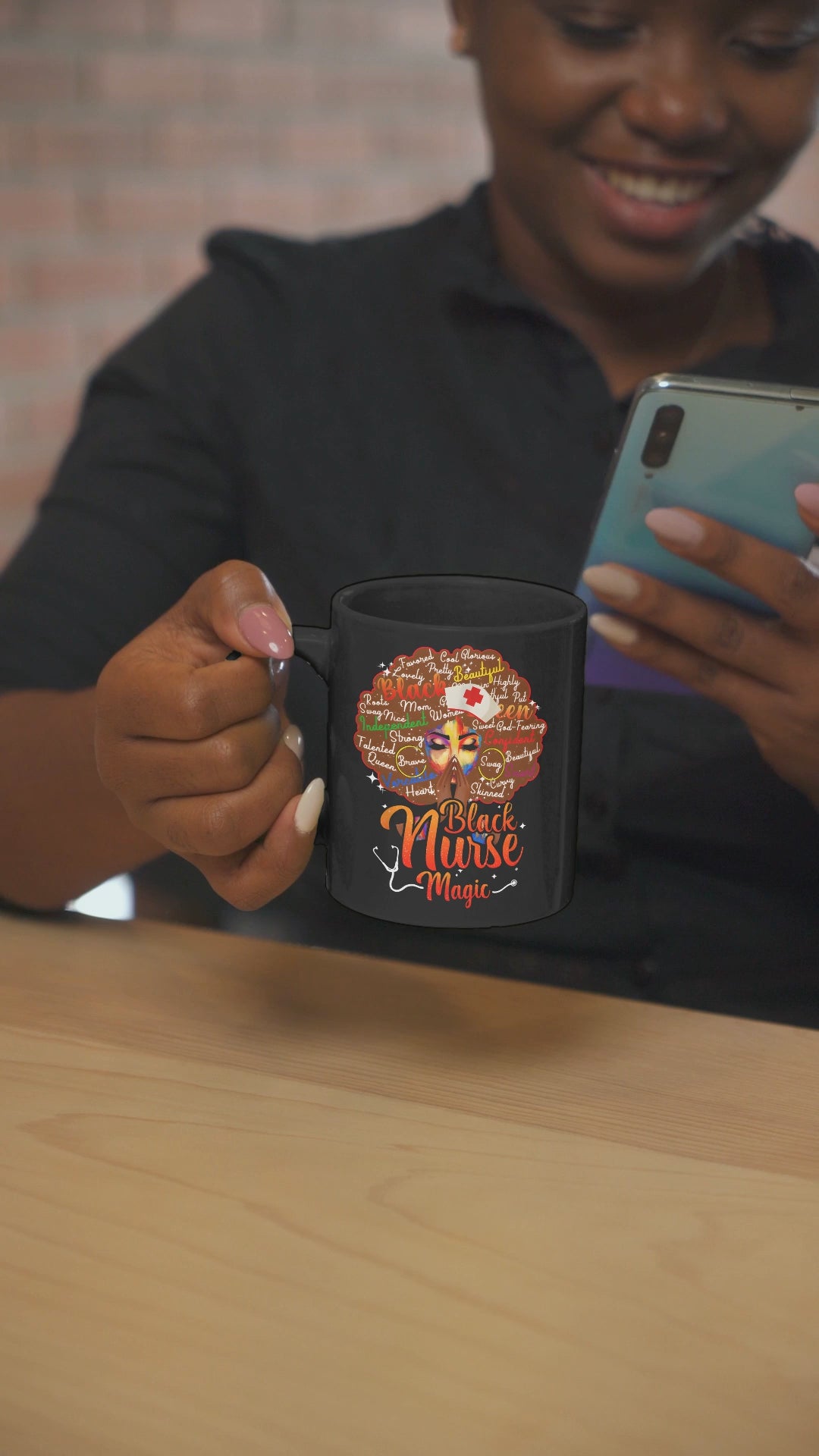 Black Nurse Magic Mug — Brown Afro Black Nurse Coffee Cup (11oz/15oz)