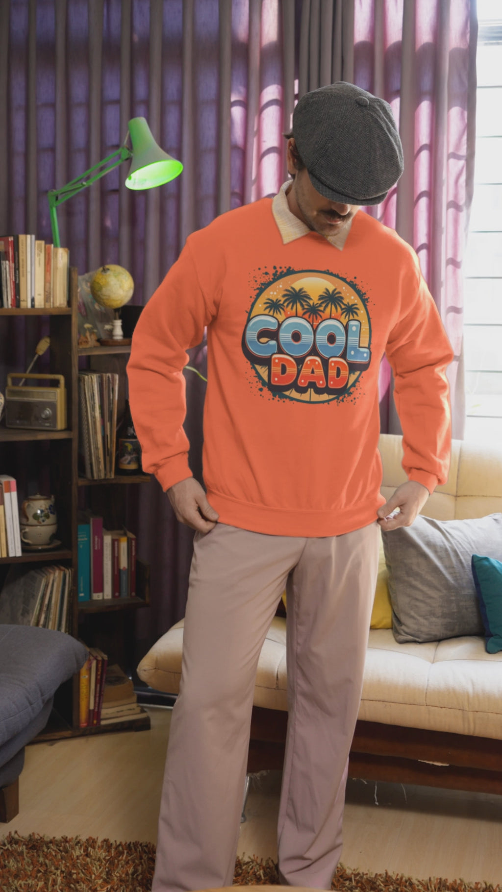 Cool Dad Crewneck Sweatshirt — Retro Sunshine Palm Beach Graphic