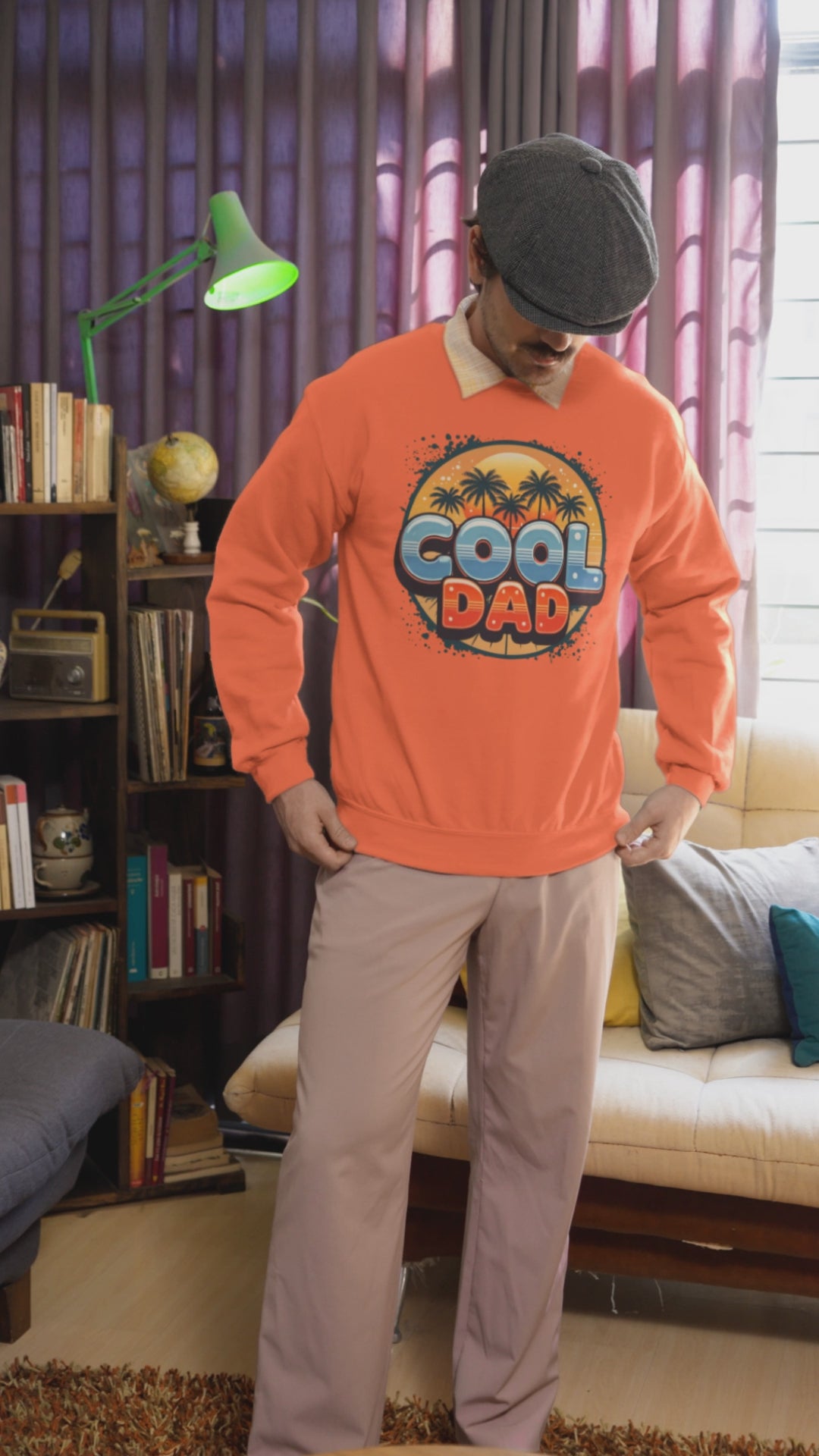 Cool Dad Crewneck Sweatshirt — Retro Sunshine Palm Beach Graphic