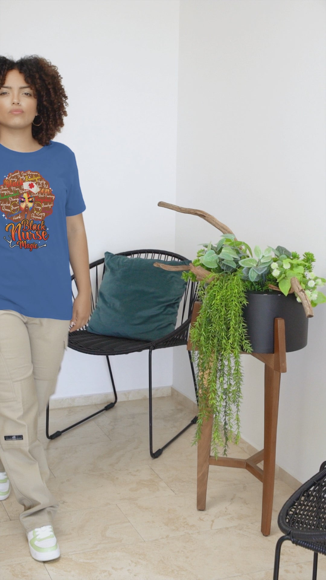 Black Nurse Magic T-Shirt — Nurse w/Brown Afro Illustration with Inspirational Words